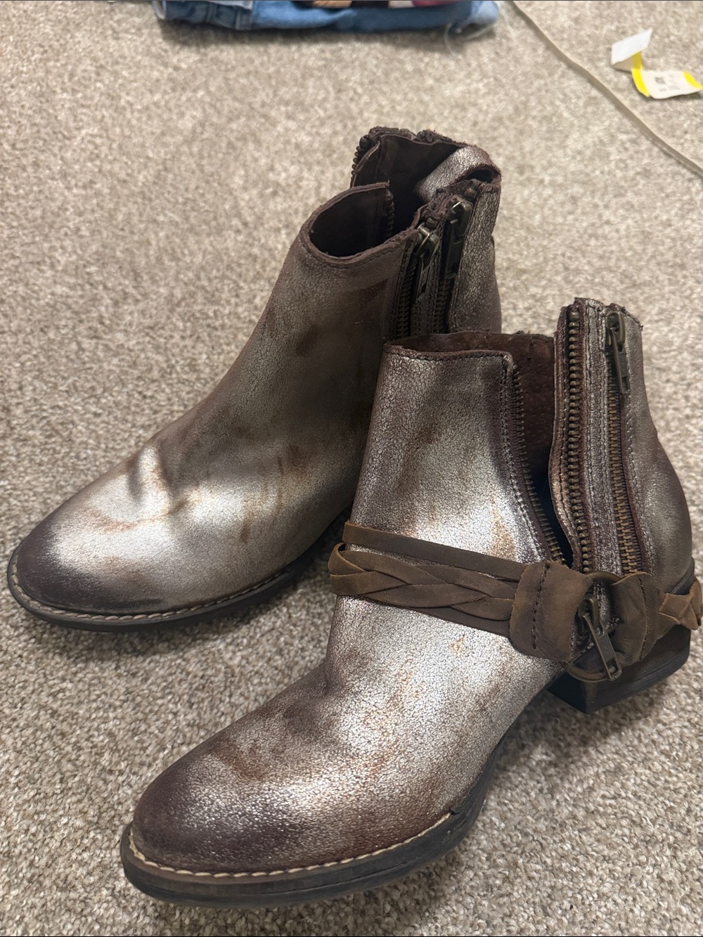 Very Volatile Metallic Leather Western Moto Yokel Boots